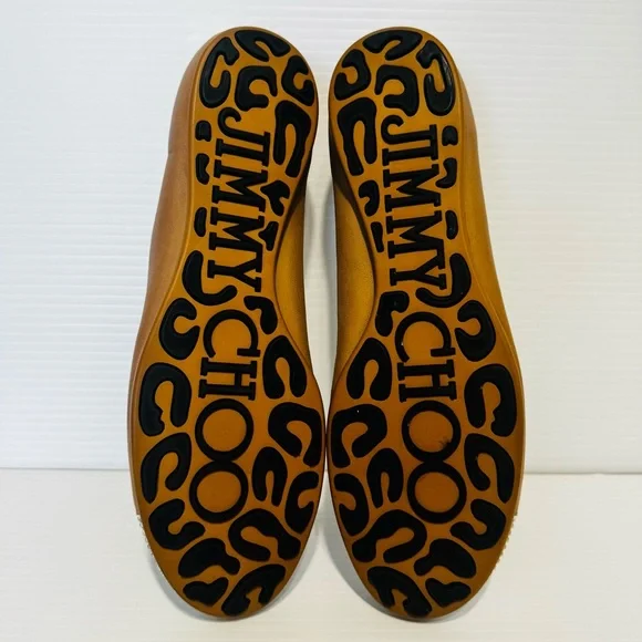 Jimmy Choo Nude Leather Crystal Toe Ballet Flats Size 40 - Picture 12 of 14